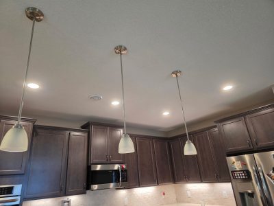home kitchen with knockdown textured ceiling