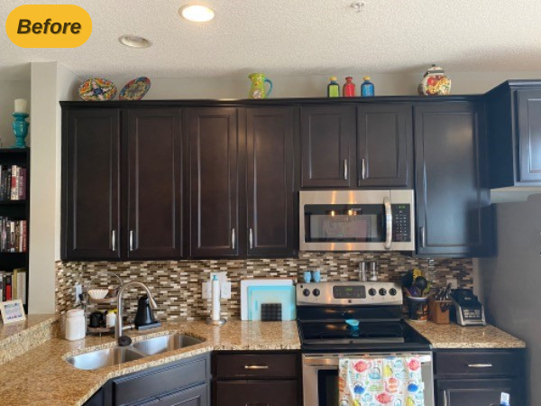 kitchen counter with appliances and black cabinets Preview Image 1