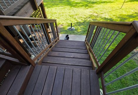 deep brown stained home deck