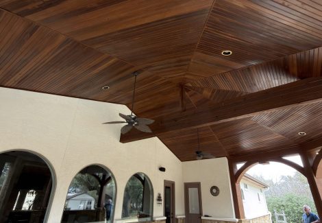 Outdoor Wooden Ceiling Stain Project