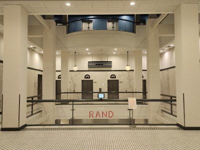 painted interior of historic Rand building