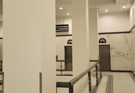 painted interior of historic Rand building