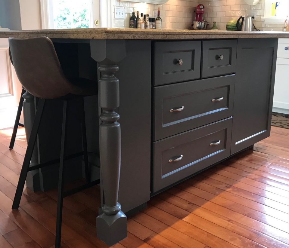 Black kitchen cabinet painting project