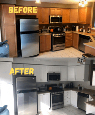 Cabinet Painting before and after photo