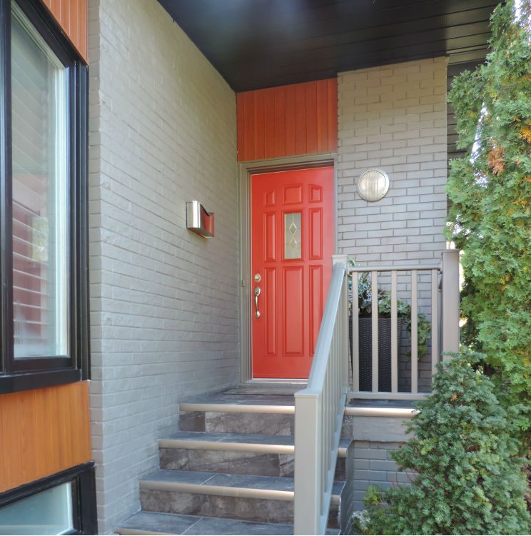 Red Exterior Front Door- Painted by CertaPro house painters in Oakville - Burlington, ON