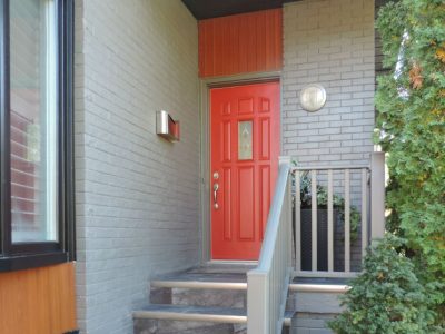 Red Exterior Front Door- Painted by CertaPro house painters in Oakville - Burlington, ON