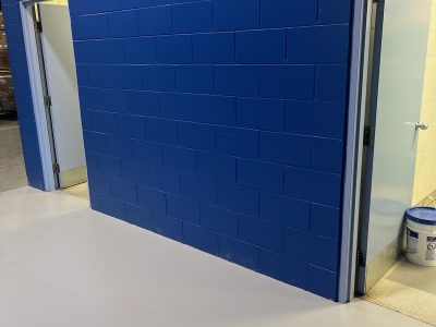 distribution center office painted blue