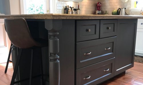 Black kitchen cabinet painting project