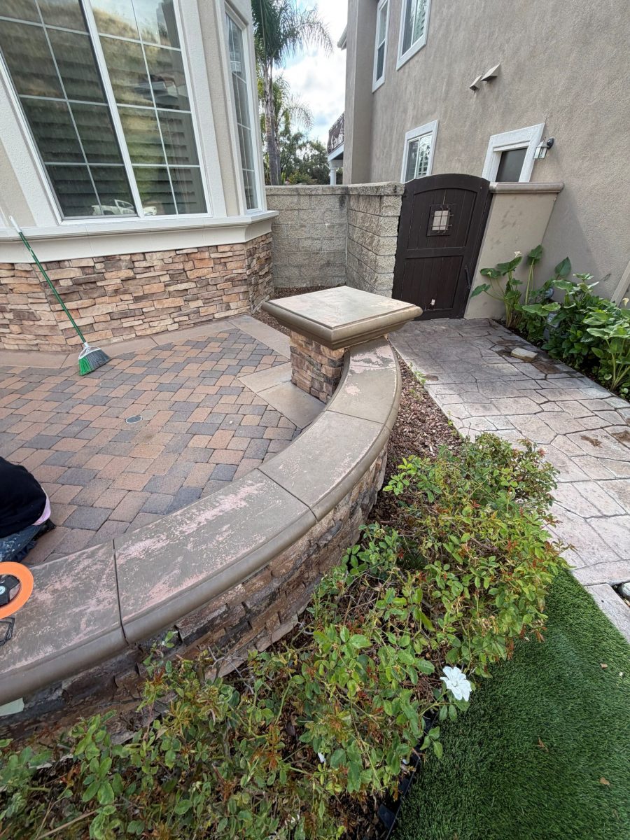 paved patio with half wall during refinishing Preview Image 12