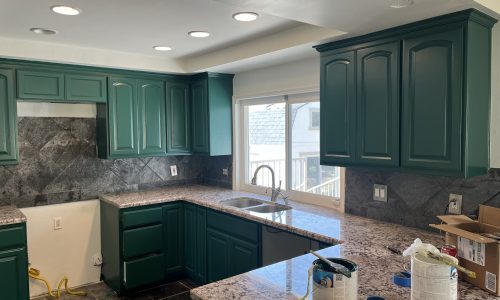 Green Painted Kitchen Cabinets