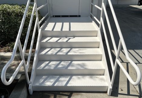 white painted commercial exterior steps