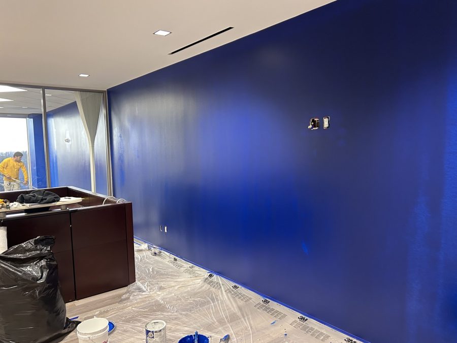 blue painted wall in office Preview Image 4