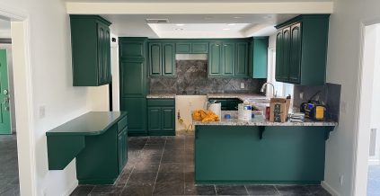 Green Painted Cabinets