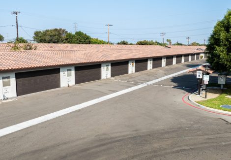 painted apartment complex garages