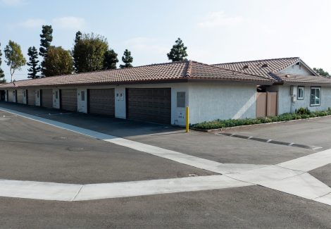 painted apartment complex garages