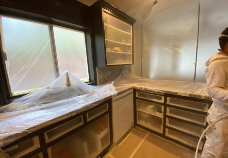During Kitchen Cabinet Painting