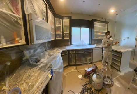 During Kitchen Cabinet Painting