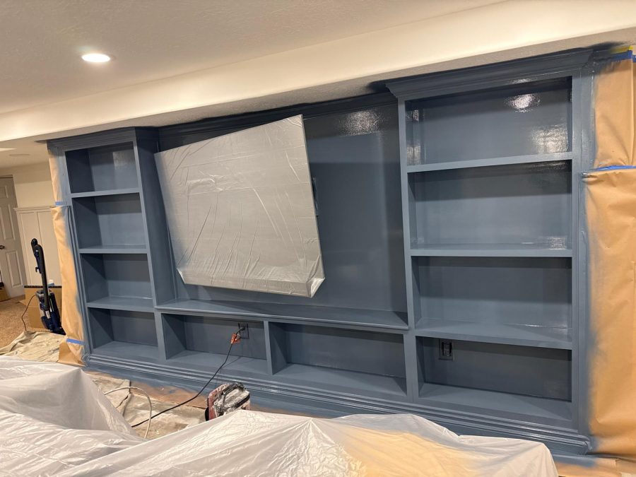 blue painted entertainment center Preview Image 1
