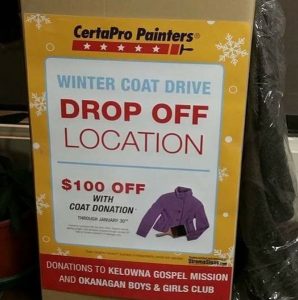 CertaPro Painters of Okanagan hosts the annual Winter Coat Drive