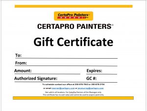 certapro painters of the okanagan gift certificates
