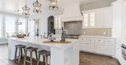 White Kitchen Cabinets & Gray Walls