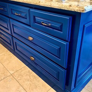 blue kitchen cabinets