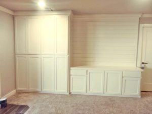 Freshly Painted White Cabinet Storage