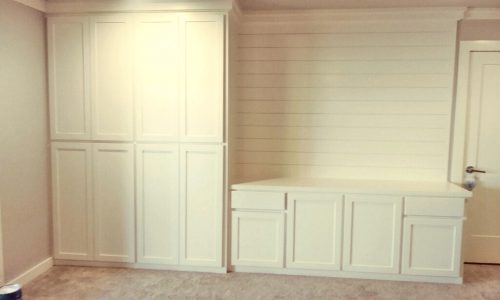 Freshly Painted White Cabinet Storage