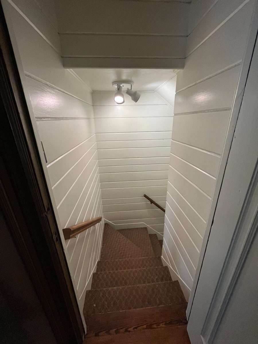 white staircase wood board paneling Preview Image 1