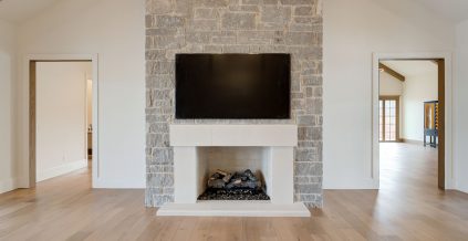 Gray Stone Fireplace