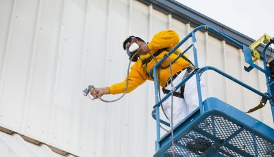metal exterior being painting