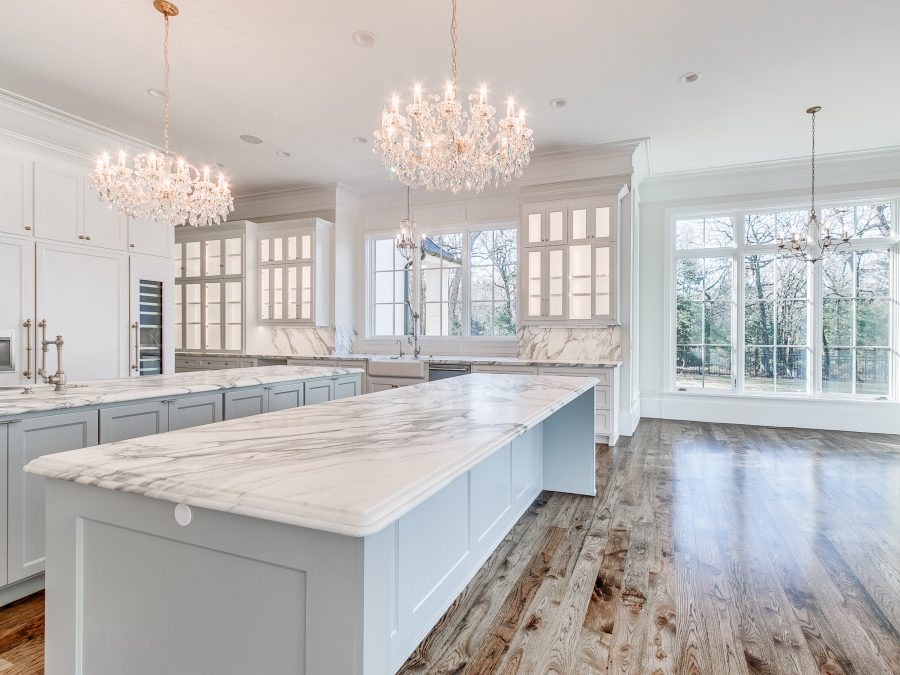 white and gray marble countertops in kitchen Preview Image 1