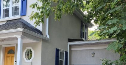 Stucco Exterior with Blue Accents