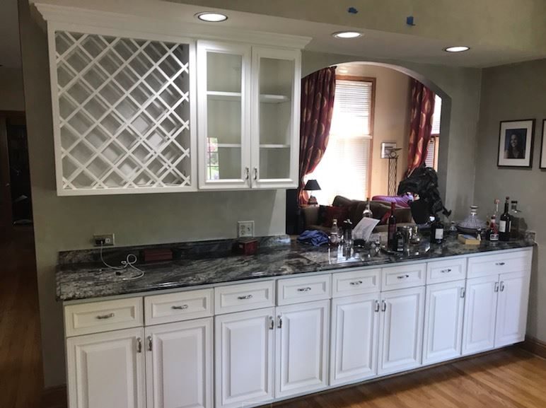 Wine rack, glassware cabinet and lower cabinets were all repainted. Preview Image 1