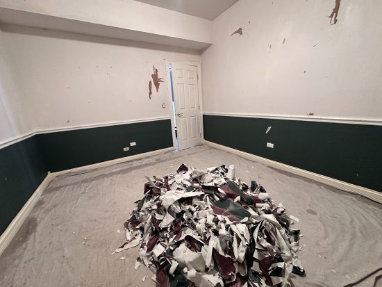 room interior after wallpaper removal