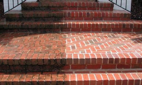 before and after split of brick power washing