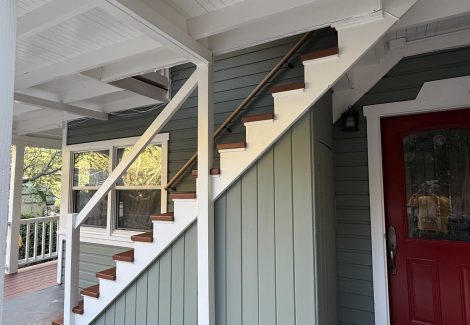 exterior covered staircase after painting