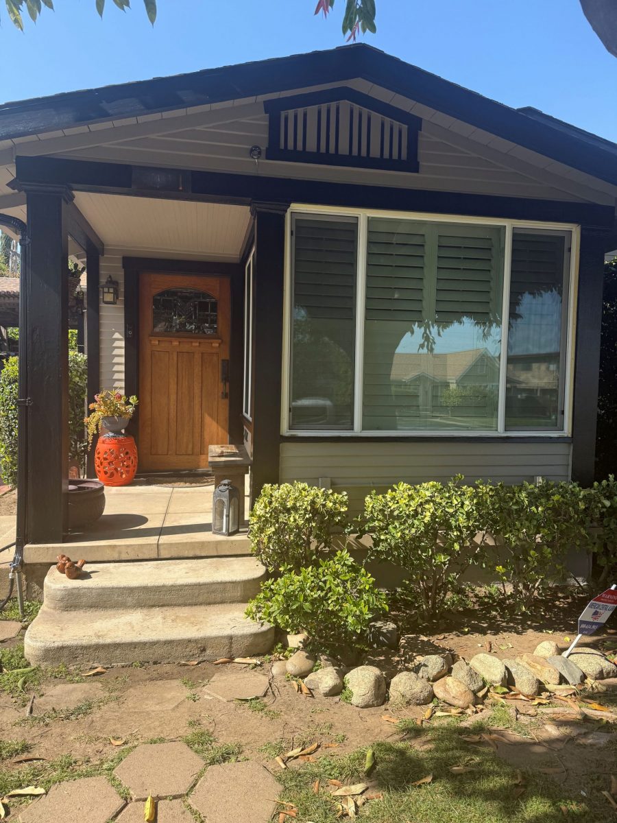 front of painted house with black trim