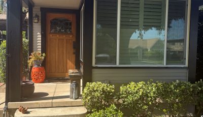 front of painted house with black trim