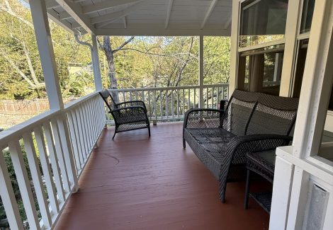 painted upper balcony of home