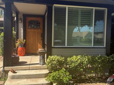 front of painted house with black trim