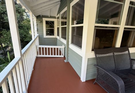 painted upper balcony of home
