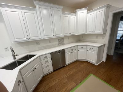 Kitchen Cabinets in Tyrone, GA, after completed kitchen cabinet painting project by CertaPro Painters of Peachtree City/Coweta County, GA - Angle 2