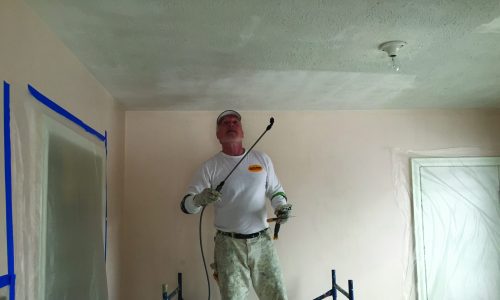 certapro crew member prepping popcorn ceiling