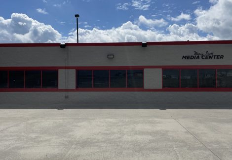 Atlanta Motor Speedway Marcy Scott Media Center after painting - angle 2