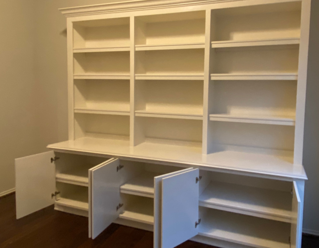 bookcase and cabinets before and after