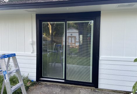 brick and door trim white and black painting