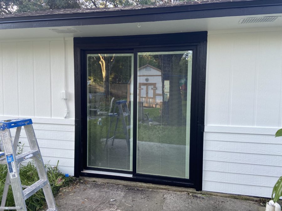 brick and door trim white and black painting Preview Image 2