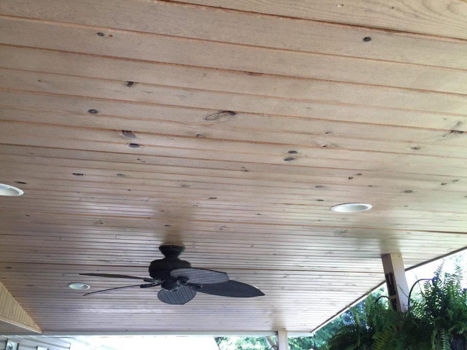Patio wood ceiling after picture