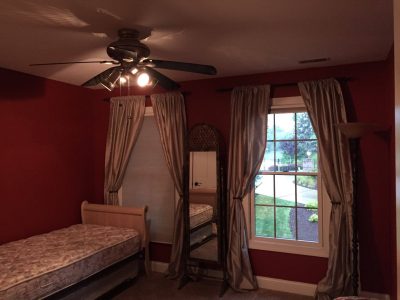 Interior bedroom burgundy color